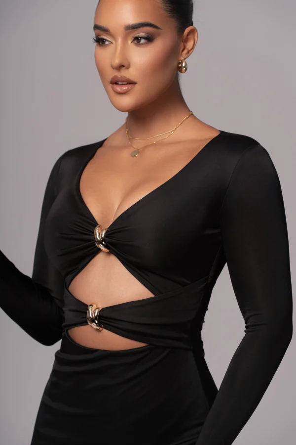 JLUXLABEL Black Soiree Cutout Maxi Dress