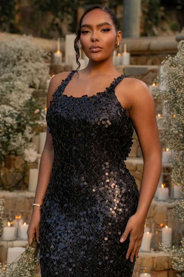 JLUXLABEL Black Sparkling Moments Sequin Maxi Dress