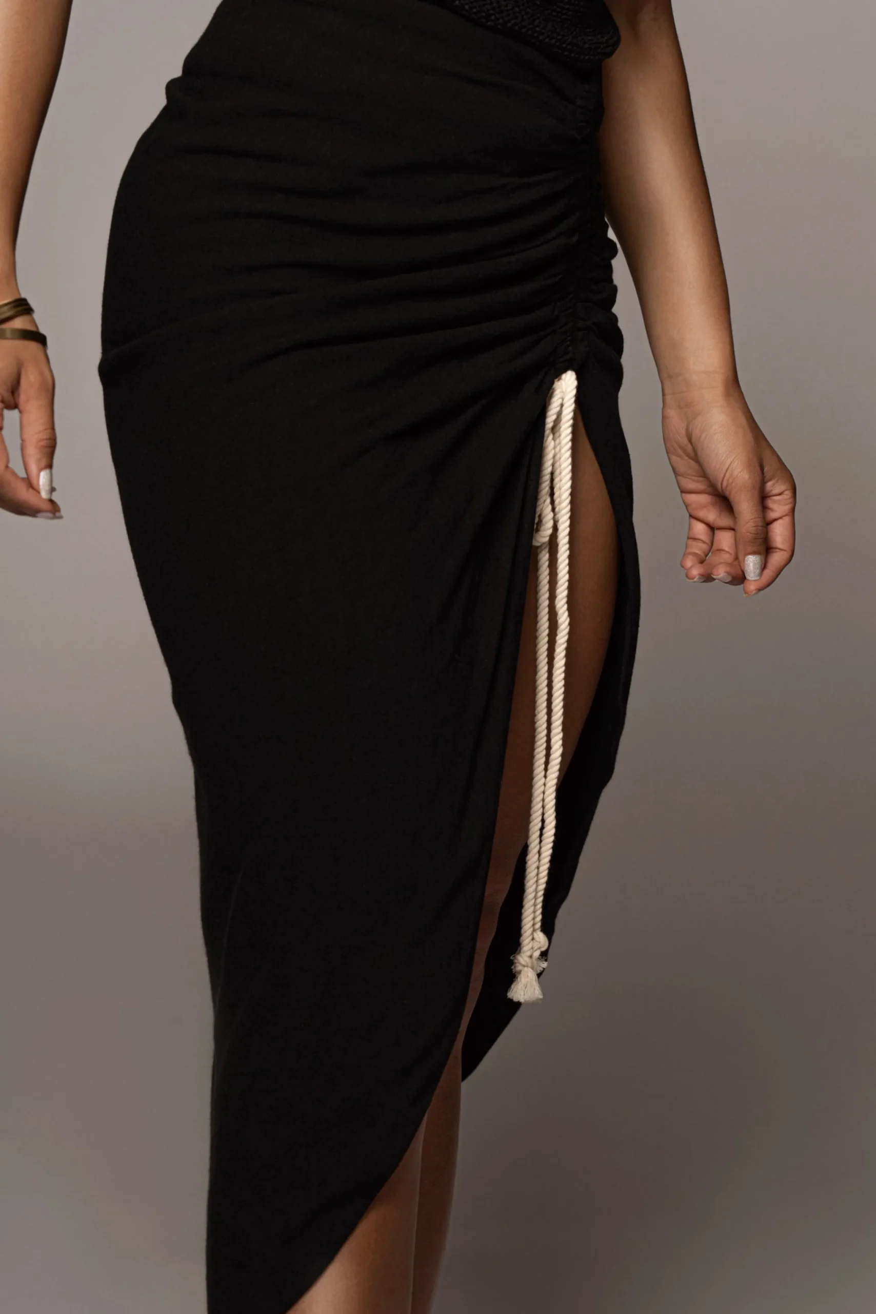 black_spring_ruched_linen_14.webp JLUXLABEL Black Spring Ruched Linen Skirt