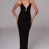 JLUXLABEL Black Sun Rays Knit Maxi Dress