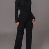 JLUXLABEL Black Take A Chance Ribbed Pant Set