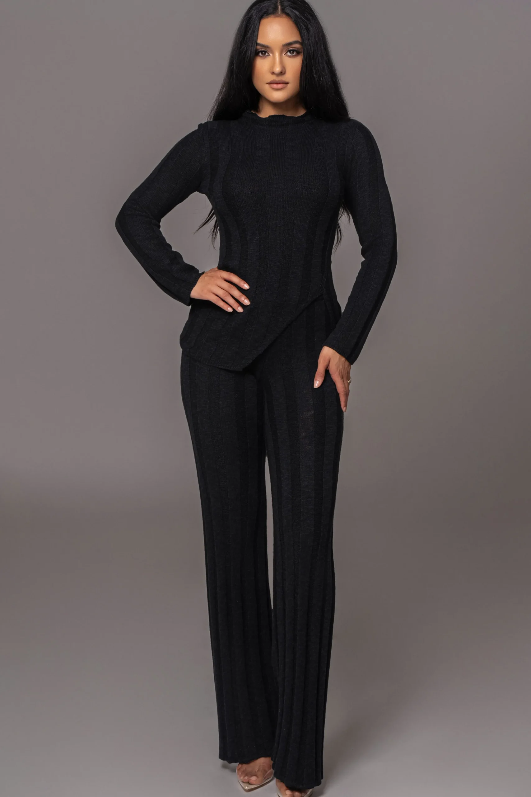black_take_a_chance_ribbe_8.webp JLUXLABEL Black Take A Chance Ribbed Pant Set