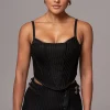JLUXLABEL Black Textured Harley Corset Top