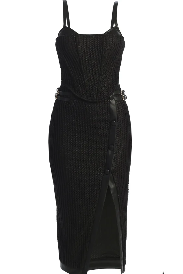 JLUXLABEL Black Textured Harley Corset Top