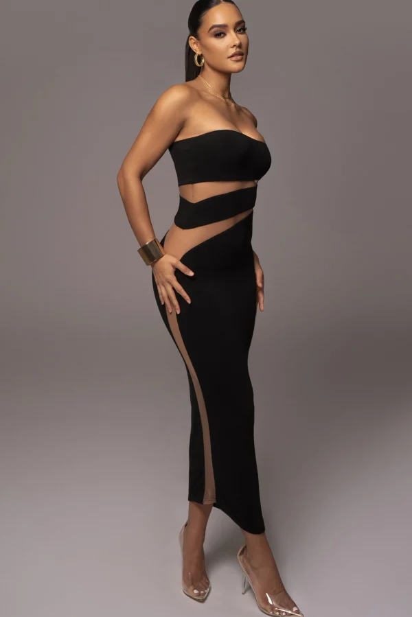 JLUXLABEL Black Unpredictable Midi Dress