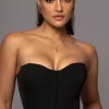 JLUXLABEL Black Viv Satin Bustier Top