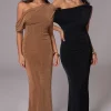 JLUXLABEL Black/Brown Classic Elegance Reversible Maxi Dress