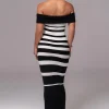 JLUXLABEL Black/Ivory Striped Custom Maxi Dress