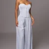 JLUXLABEL Blue Clara Wide Leg Pleated Trousers