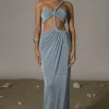 JLUXLABEL Blue Ema One Shoulder Maxi Dress