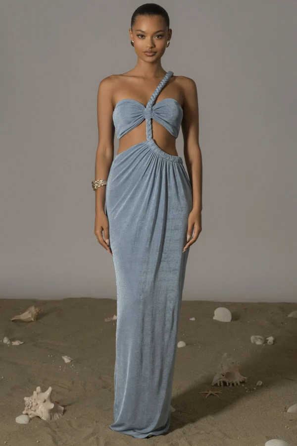 JLUXLABEL Blue Ema One Shoulder Maxi Dress