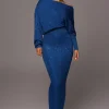 JLUXLABEL Blue Night Sky Sequin Skirt Set