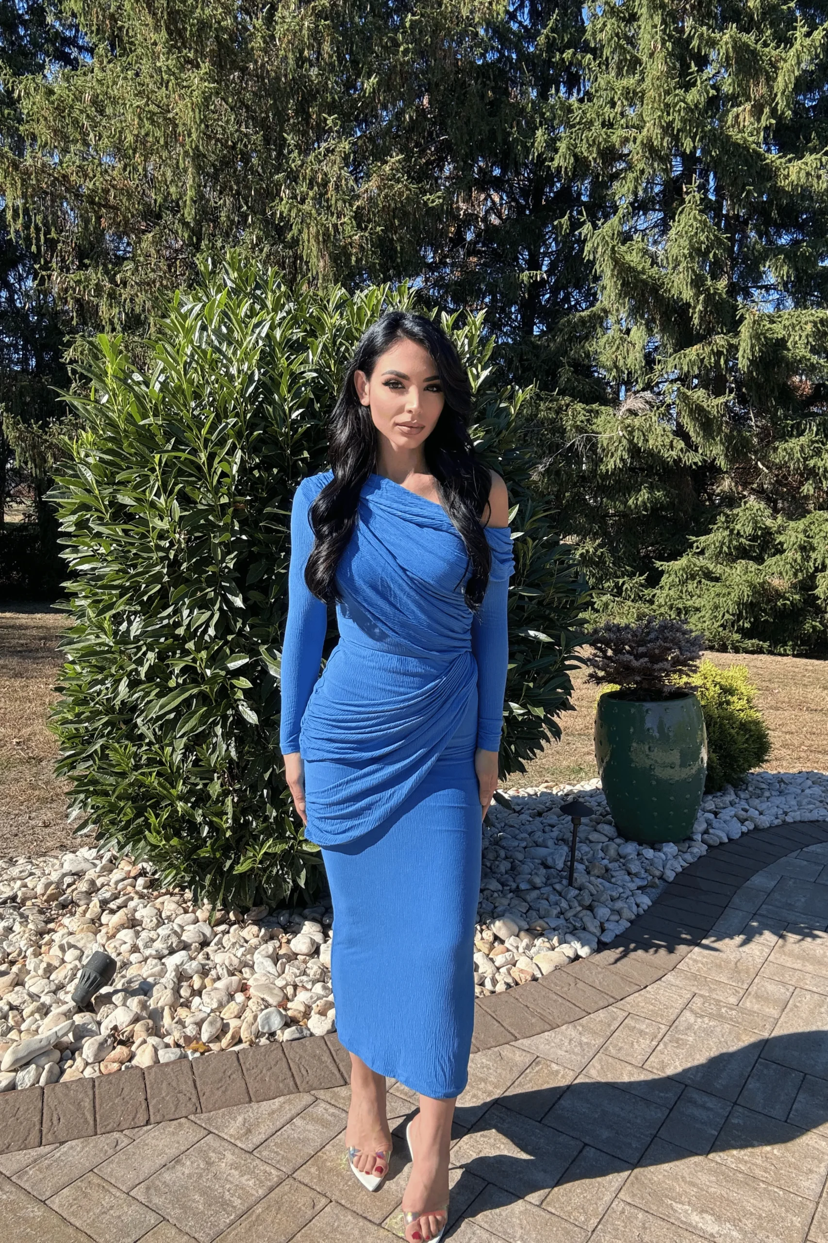 blue_textured_one_shoulde_4.webp JLUXLABEL Blue Textured One Shoulder Bodysuit