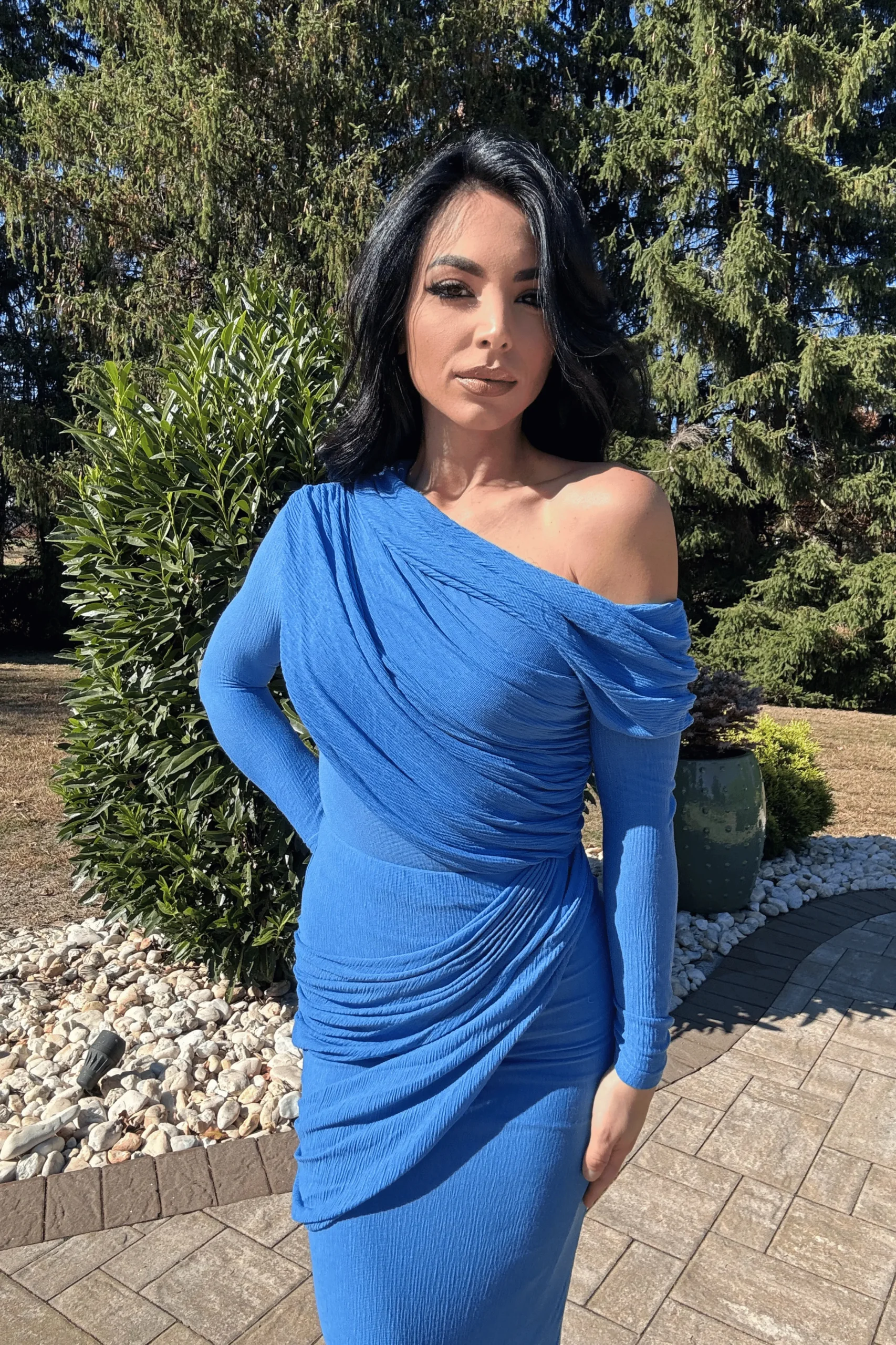 blue_textured_one_shoulde_5.webp JLUXLABEL Blue Textured One Shoulder Bodysuit