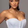 JLUXLABEL Blue Viv Satin Bustier Top