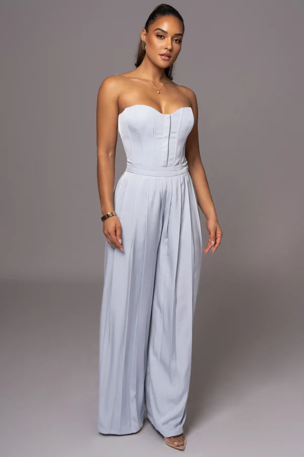 JLUXLABEL Blue Viv Satin Bustier Top