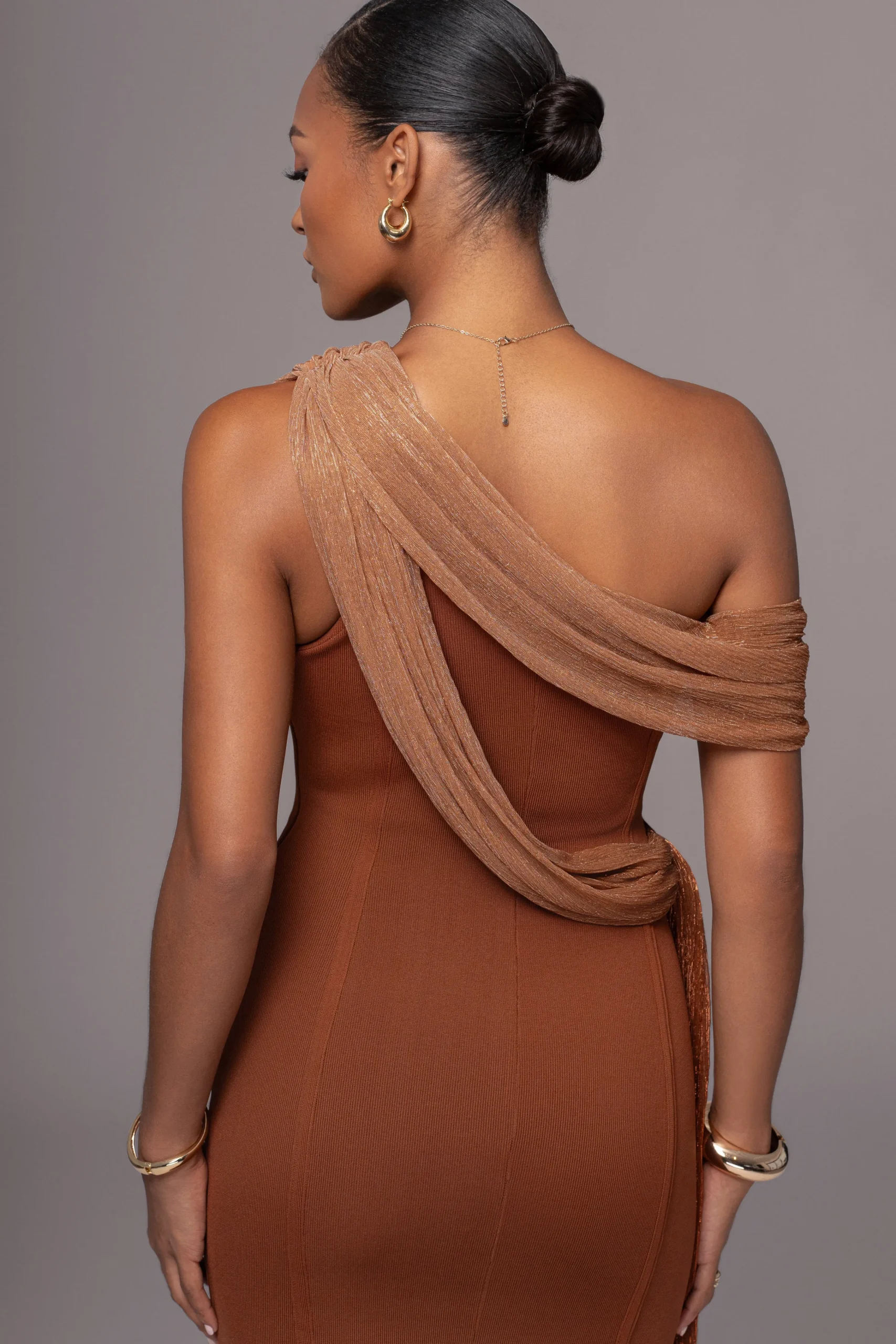 bronze_asymmetric_drape_m_6.webp JLUXLABEL Bronze Asymmetric Drape Mini Dress