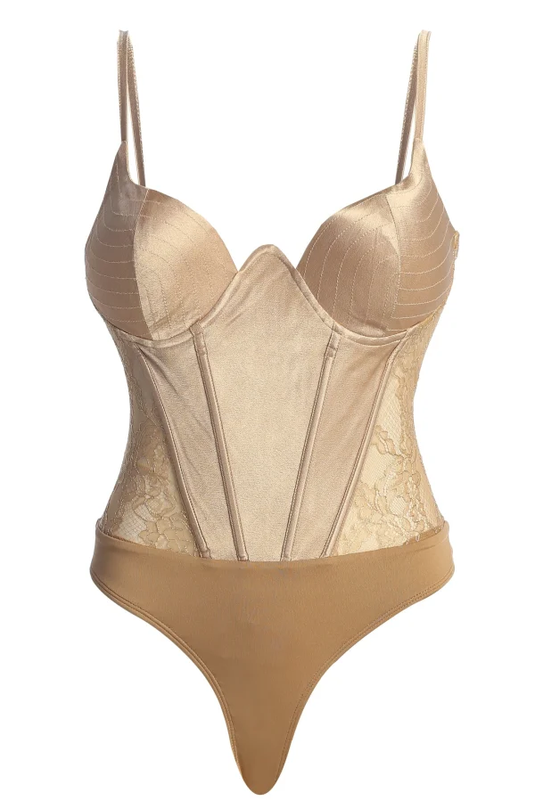 JLUXLABEL Bronze Incomparable Lace Bodysuit
