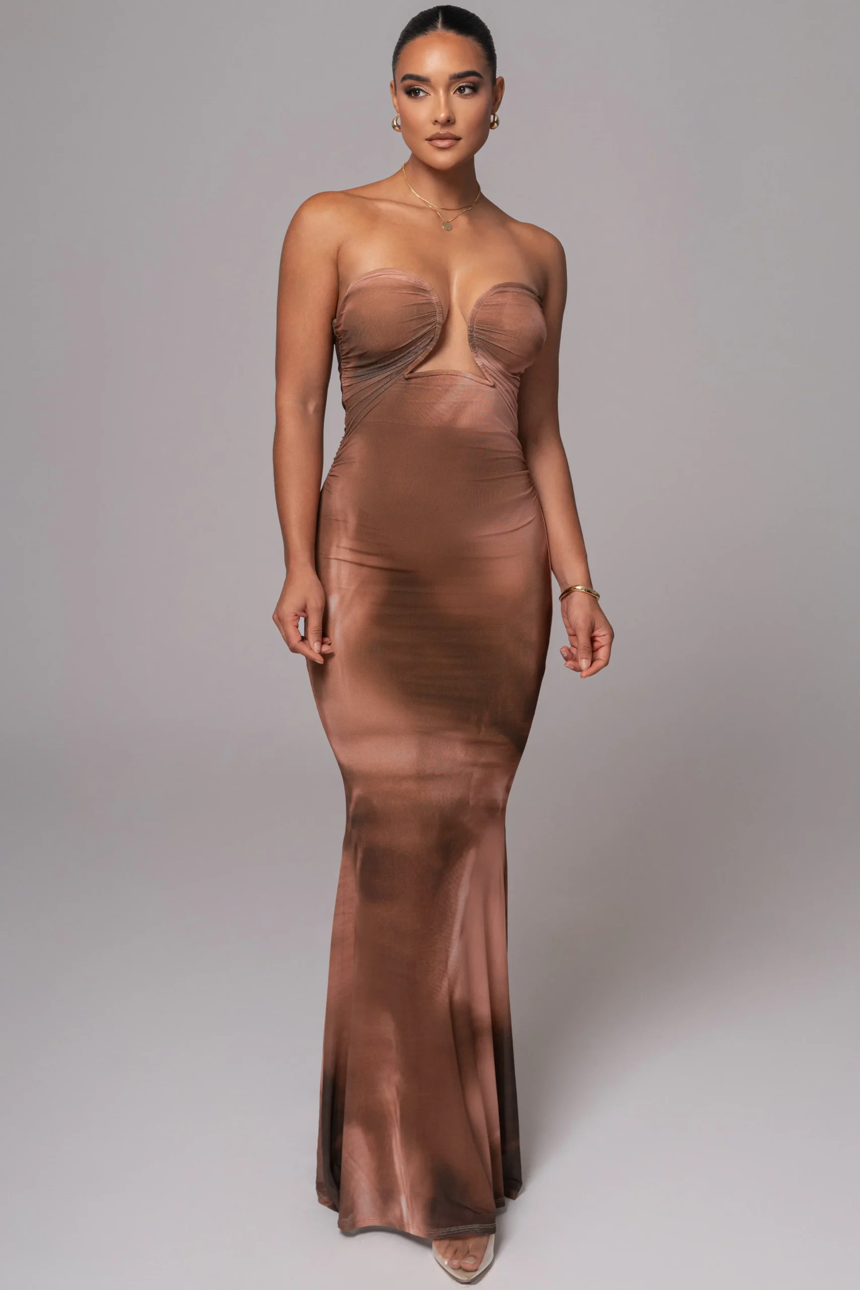 brown_abstract_bethany_st_0.webp JLUXLABEL Brown Abstract Bethany Strapless Maxi Dress