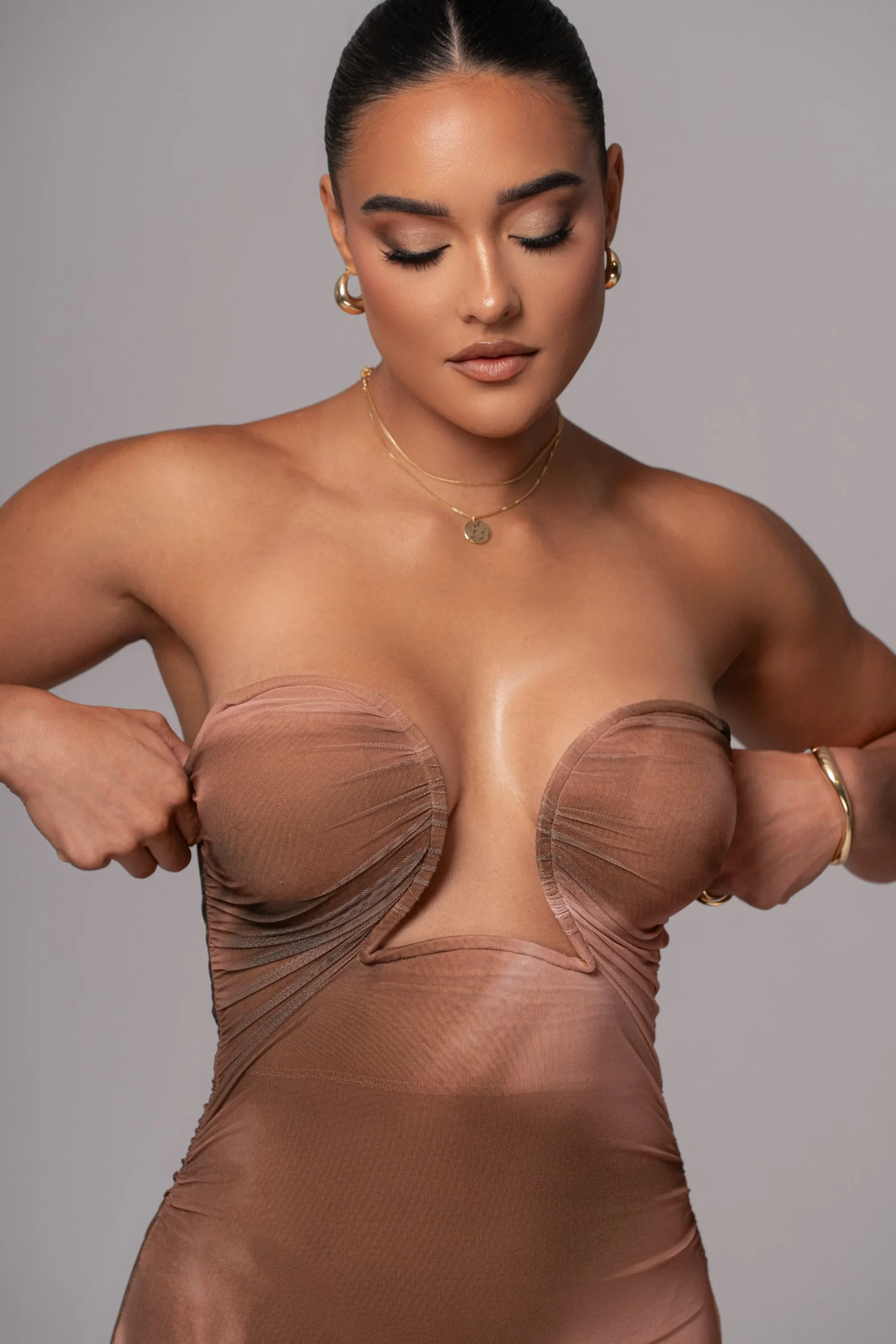 brown_abstract_bethany_st_3.webp JLUXLABEL Brown Abstract Bethany Strapless Maxi Dress