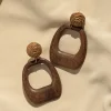 JLUXLABEL Brown Cove Wooden Earrings