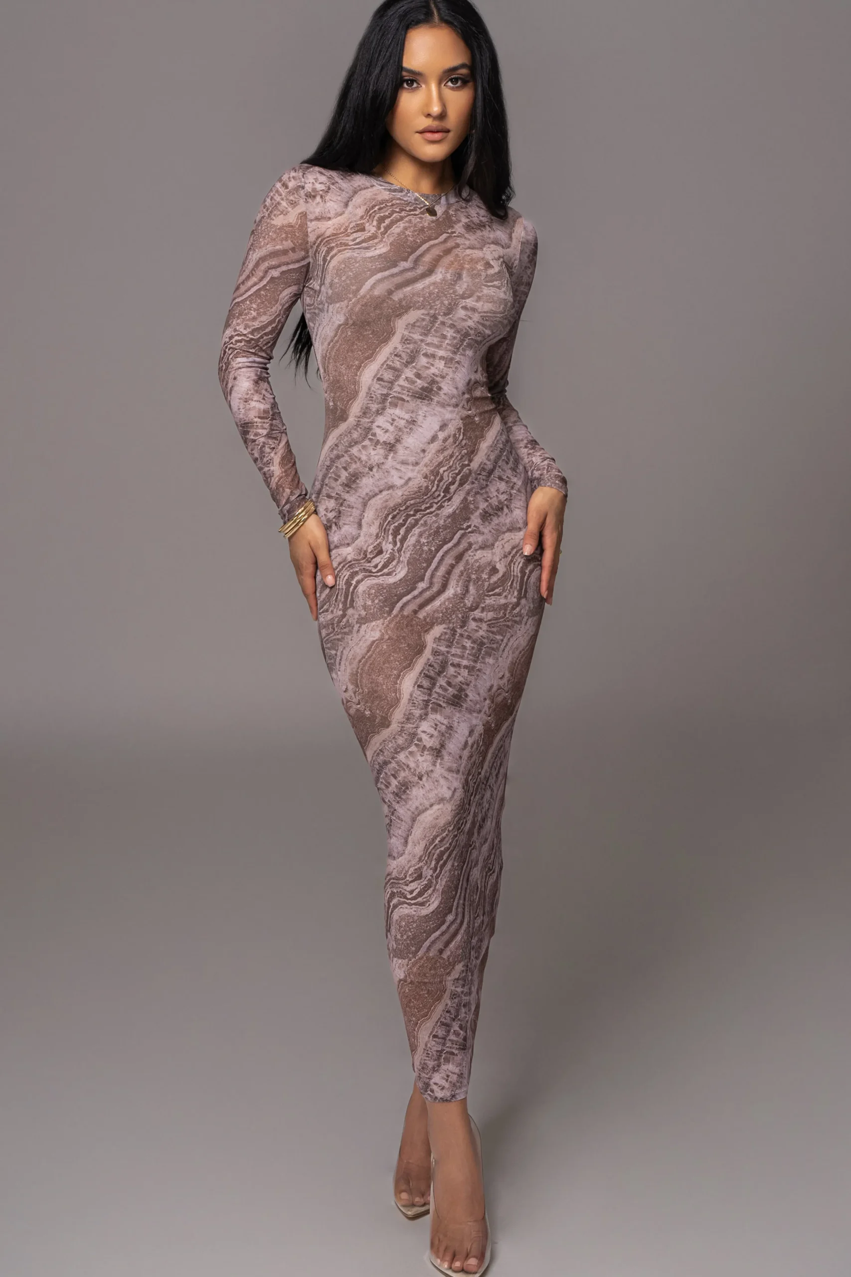 brown_multi_solana_mesh_m_4.webp JLUXLABEL Brown Multi Solana Mesh Maxi Dress