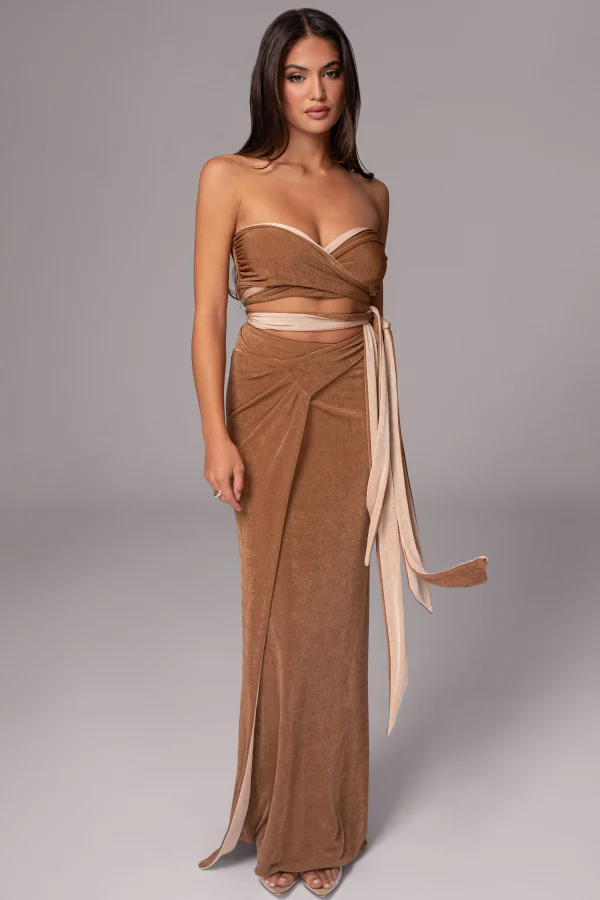 JLUXLABEL Brown/Beige Venus Reversible Skirt Set