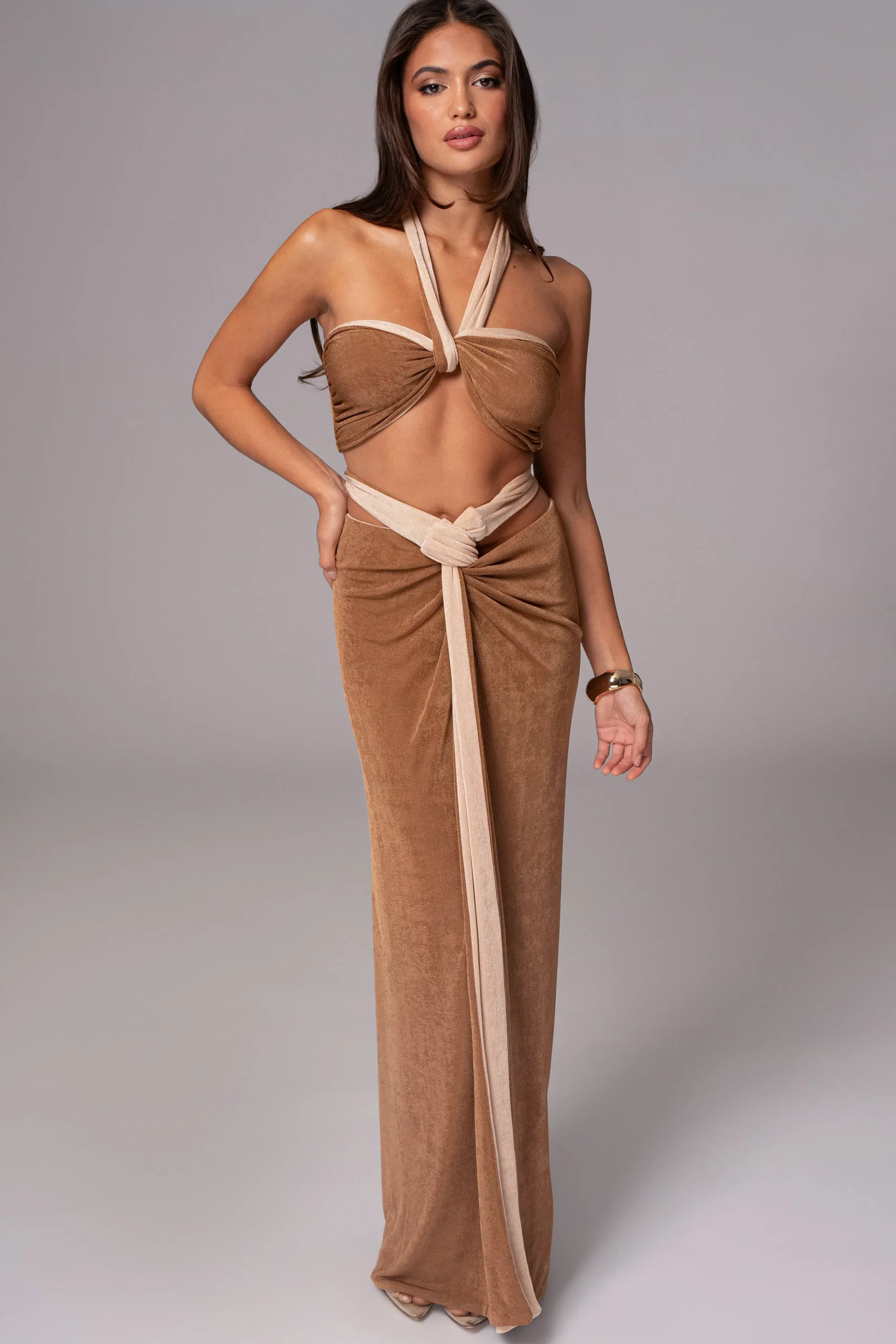 brownbeige_venus_reversib_7.webp JLUXLABEL Brown/Beige Venus Reversible Skirt Set
