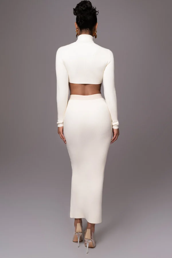 JLUXLABEL Buttercream Anise Ribbed Skirt Set