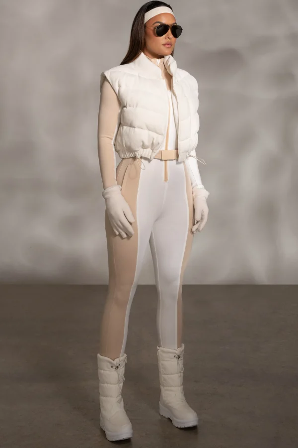 JLUXLABEL Buttercream Delma Ribbed Puffer Vest
