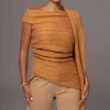 JLUXLABEL Camel Soft Life Cable Knit Sweater Top