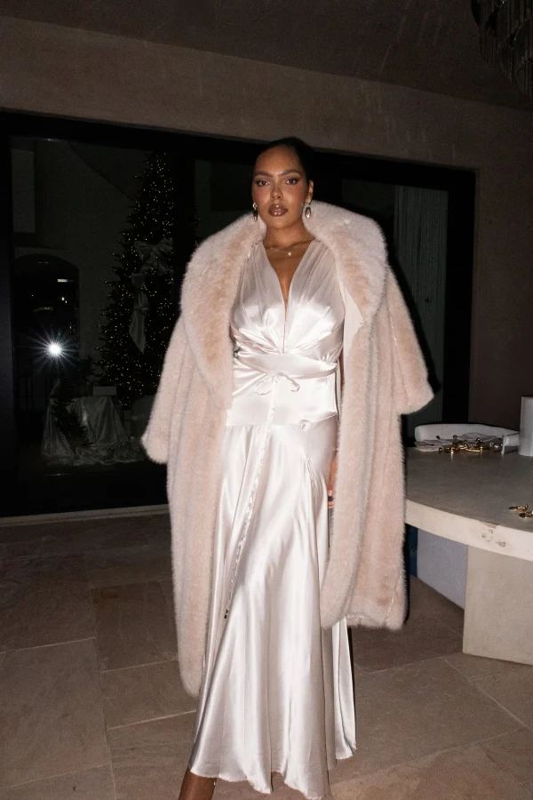 JLUXLABEL Champagne Amalia Satin Maxi Dress
