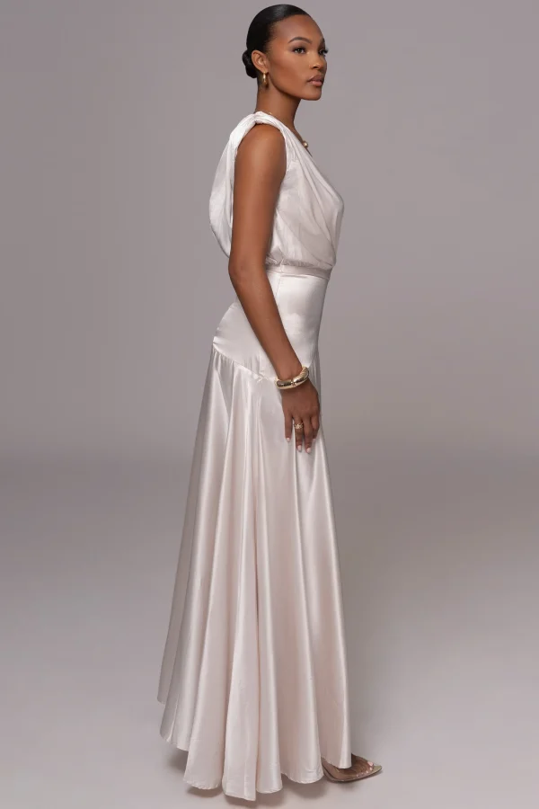 JLUXLABEL Champagne Amalia Satin Maxi Dress