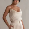 JLUXLABEL Champagne Amour Satin Top