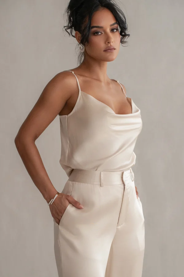 JLUXLABEL Champagne Amour Satin Top