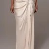 JLUXLABEL Champagne Olea Satin Skirt