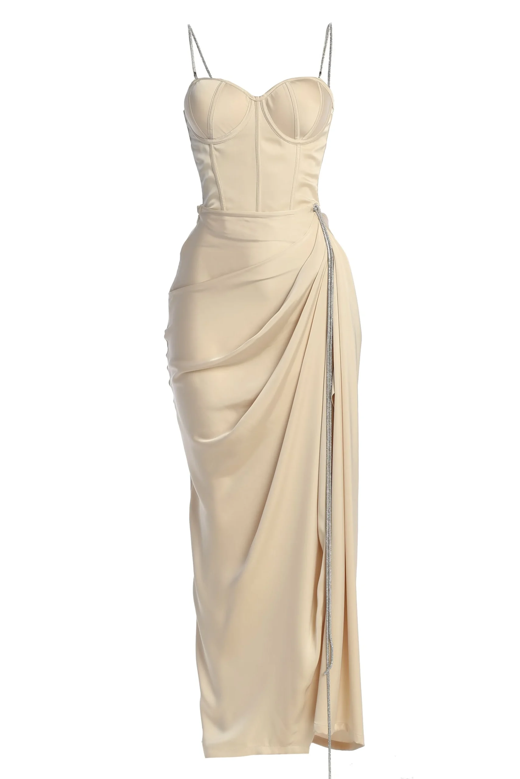 champagne_olea_satin_skir_1.webp JLUXLABEL Champagne Olea Satin Skirt