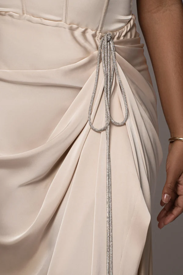 JLUXLABEL Champagne Olea Satin Skirt