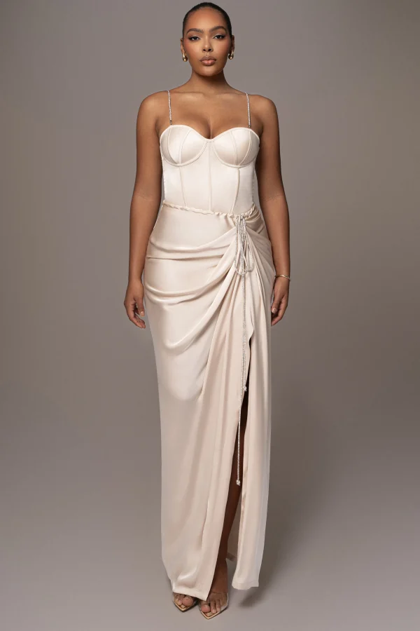 JLUXLABEL Champagne Olea Satin Skirt