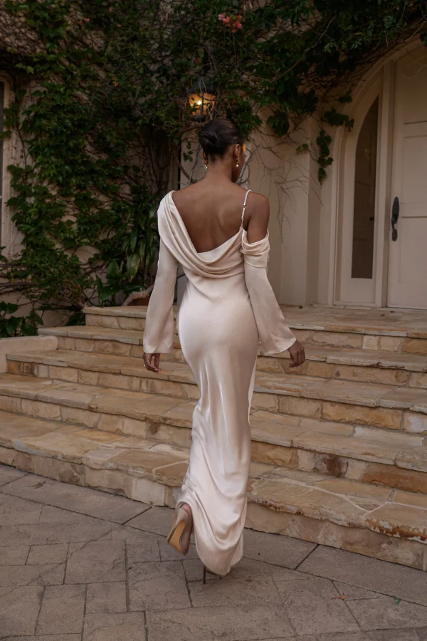 JLUXLABEL Champagne One And Only Satin Dress