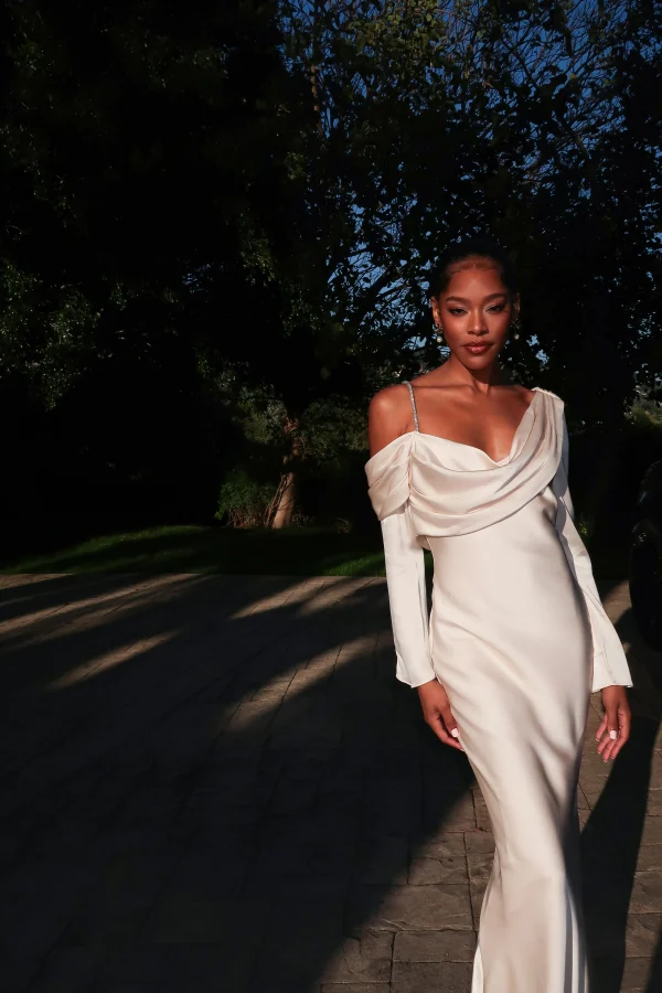 JLUXLABEL Champagne One And Only Satin Dress