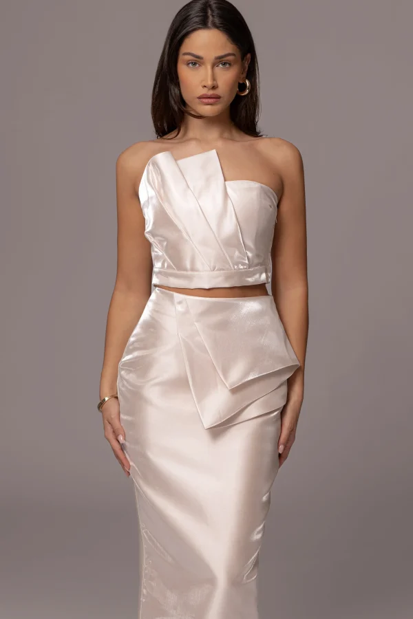 JLUXLABEL Champagne Reception Pleated Midi Skirt