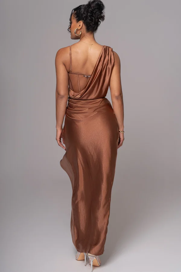 JLUXLABEL Chocolate Anastacia Drape Maxi Dress