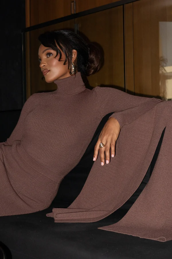 JLUXLABEL Chocolate Arlett Turtleneck Bodysuit