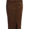 JLUXLABEL Chocolate Audrey Suede Midi Skirt