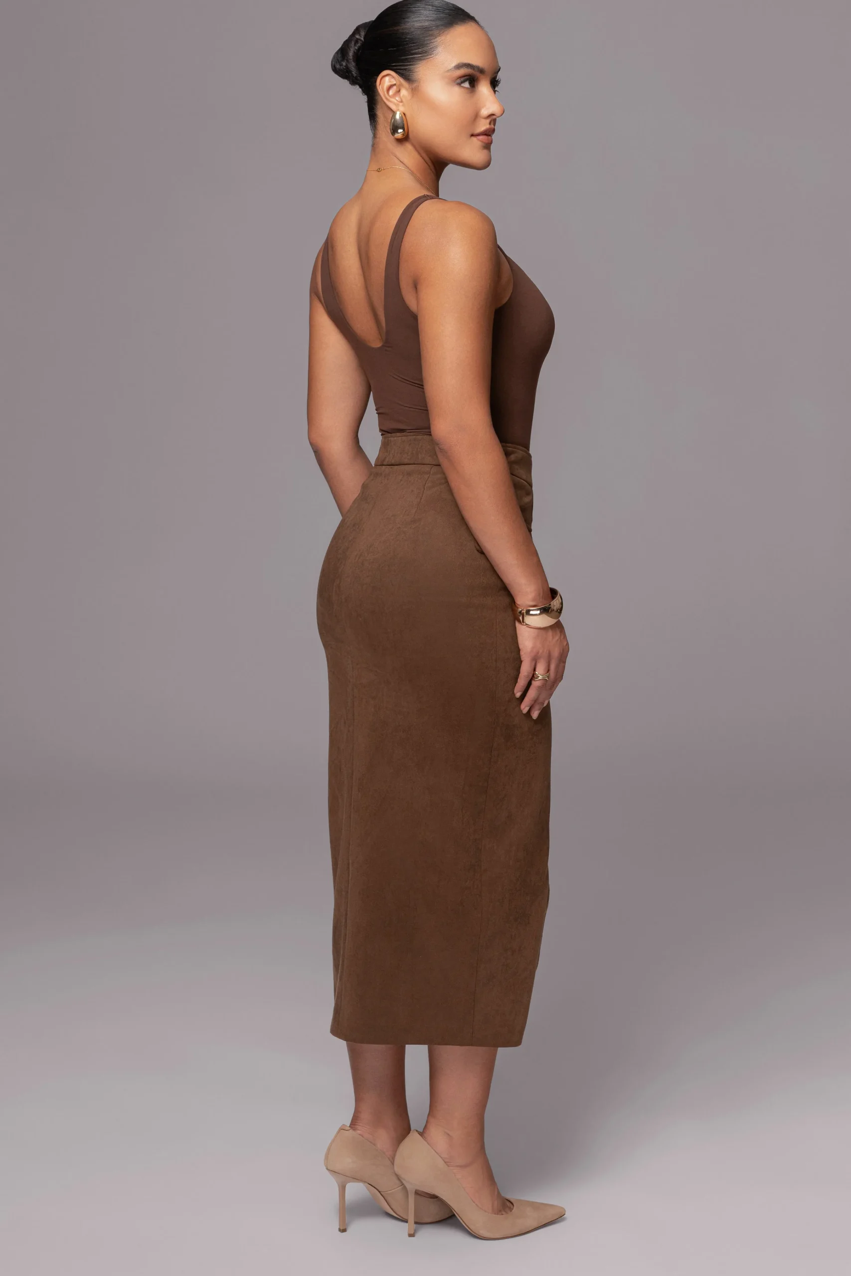 chocolate_audrey_suede_mi_7.webp JLUXLABEL Chocolate Audrey Suede Midi Skirt
