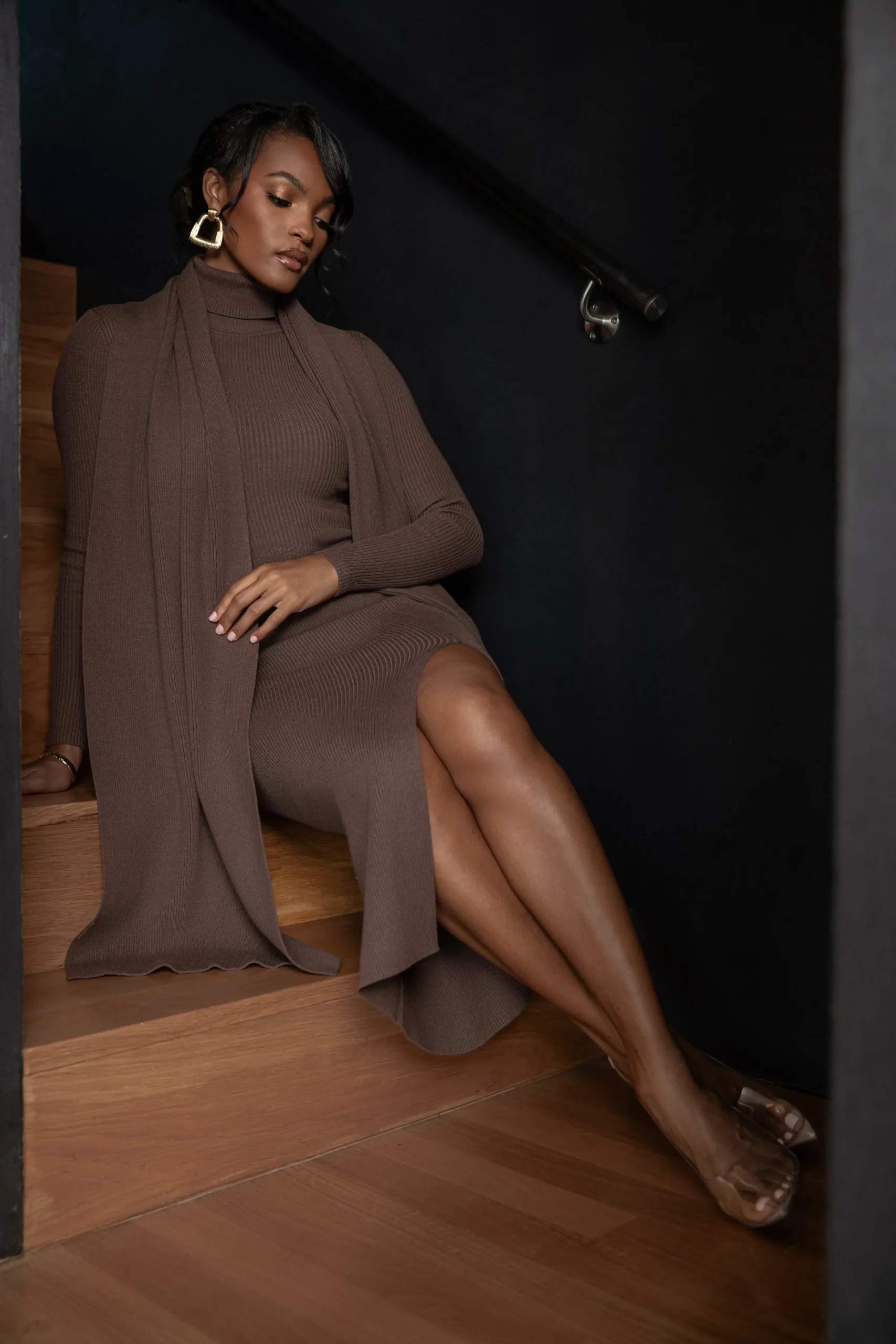 chocolate_cardinal_essent_0.webp JLUXLABEL Chocolate Cardinal Essential Knit Skirt