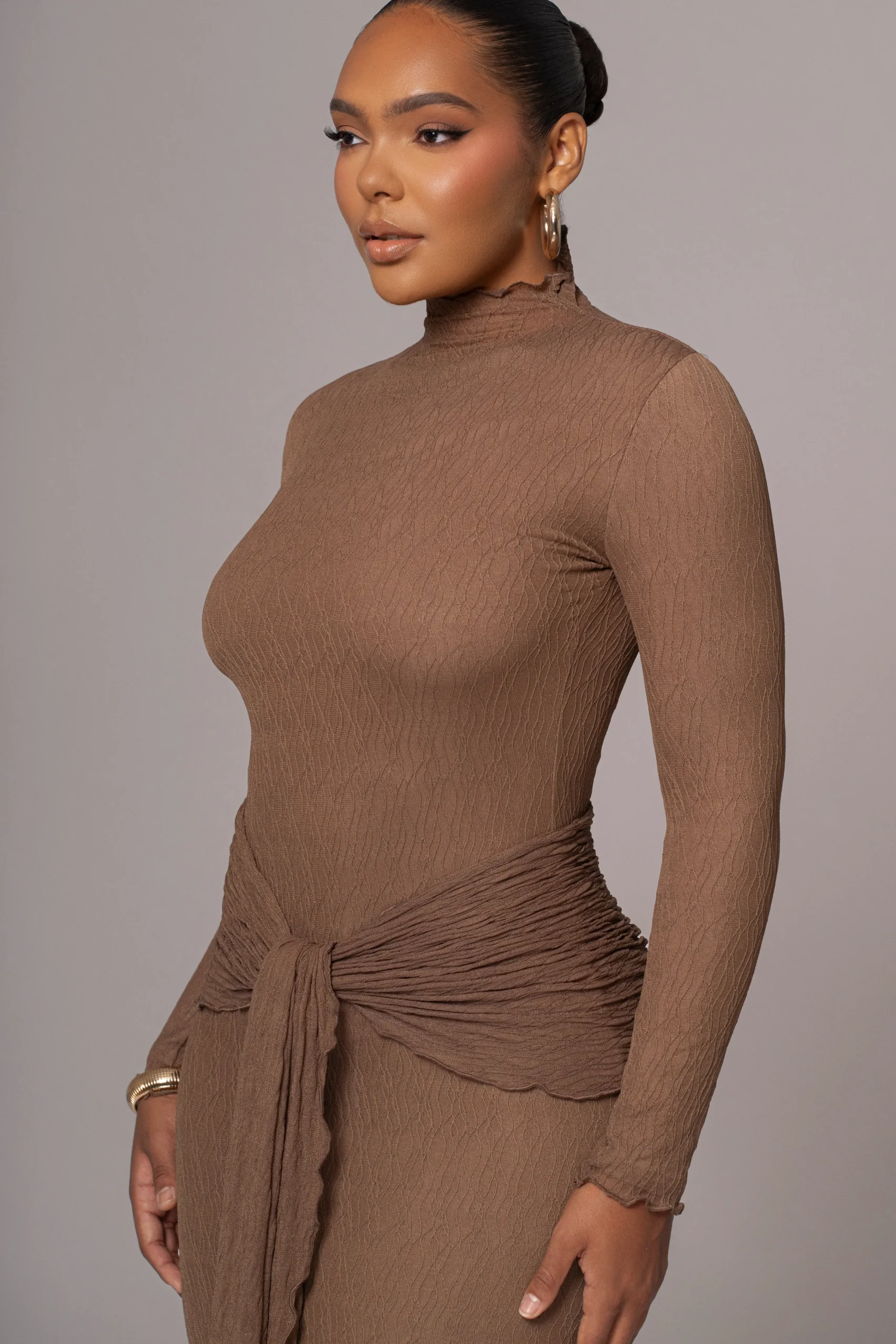 chocolate_drape_mock_neck_11.webp JLUXLABEL Chocolate Drape Mock Neck Dress