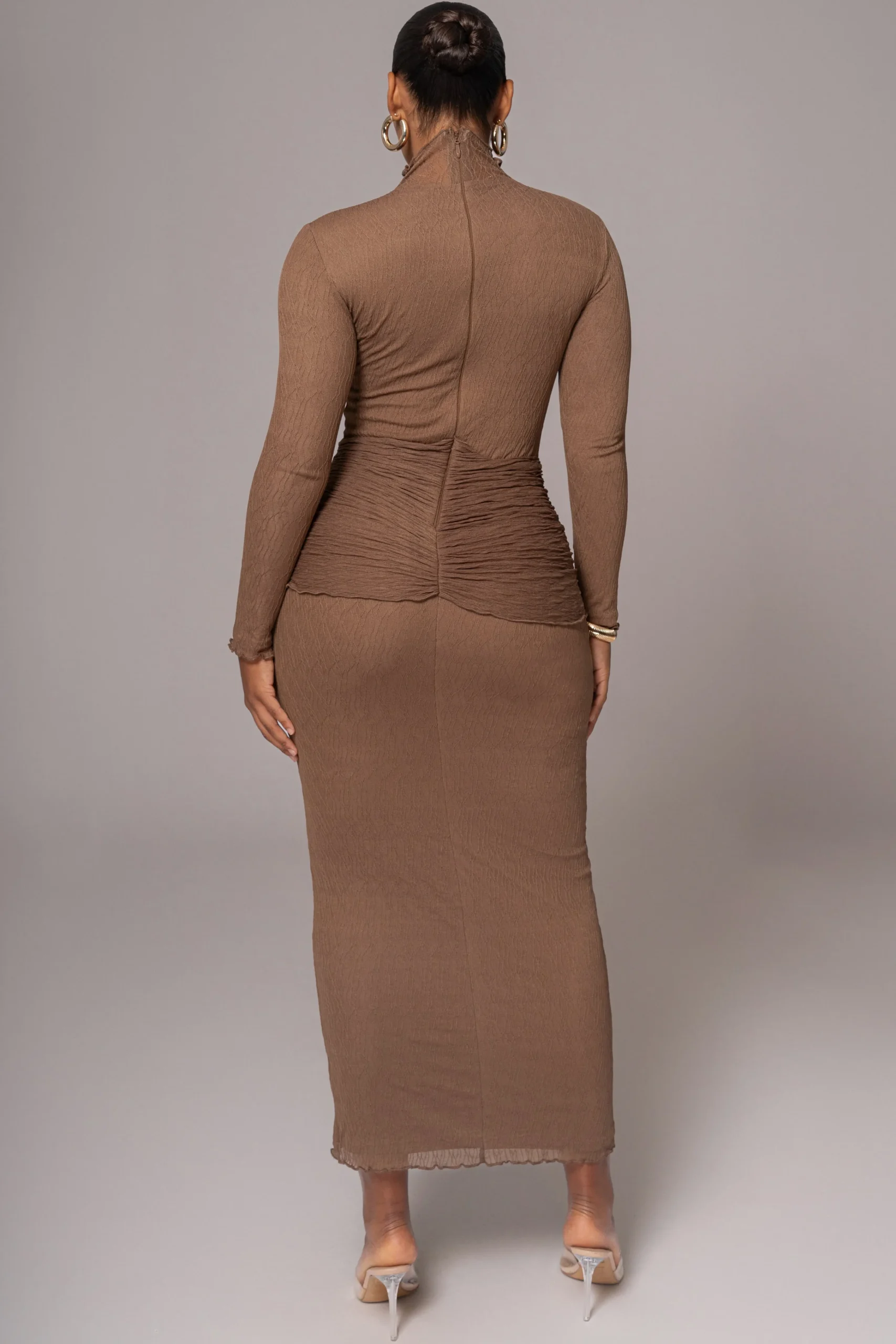 chocolate_drape_mock_neck_13.webp JLUXLABEL Chocolate Drape Mock Neck Dress