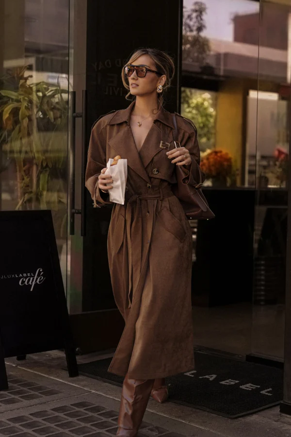 JLUXLABEL Chocolate Elite Suede Coat